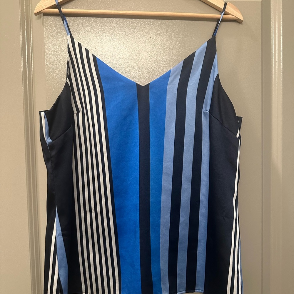 Banana Republic Blue/Navy Striped Satin Top